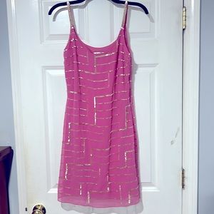 Pink with gold sequin short party dress